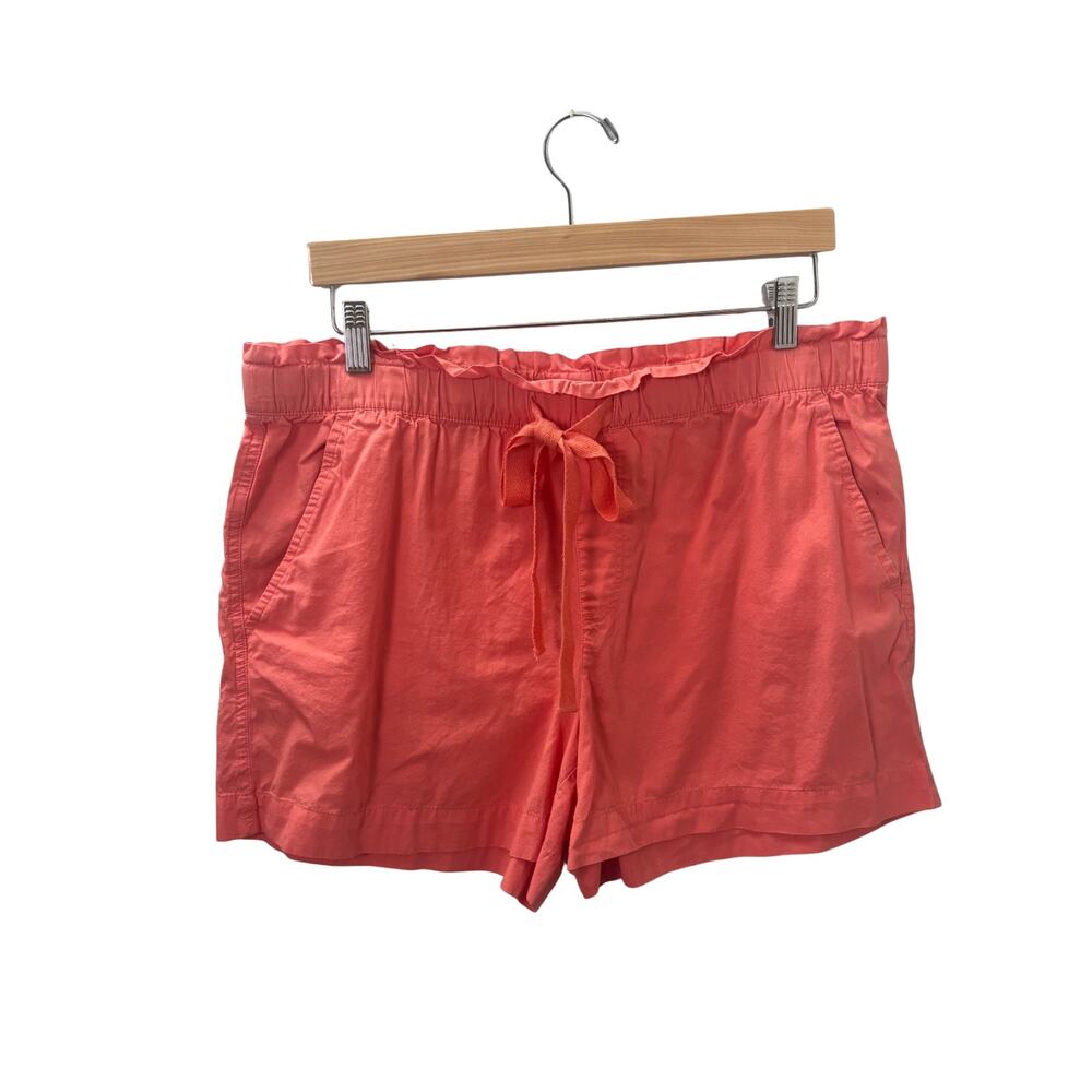 LOFT Outlet Coral Pink Cotton Pull-On Shorts Women’s Large Elastic Waist Pockets